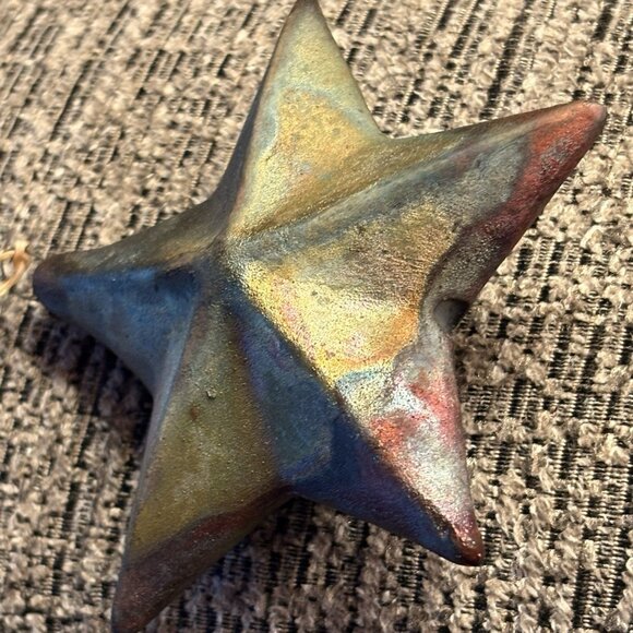Raku Pottery STAR Smooth Christmas Ornament By J. Davis Studio’s w Rattle Sound - Picture 2 of 7